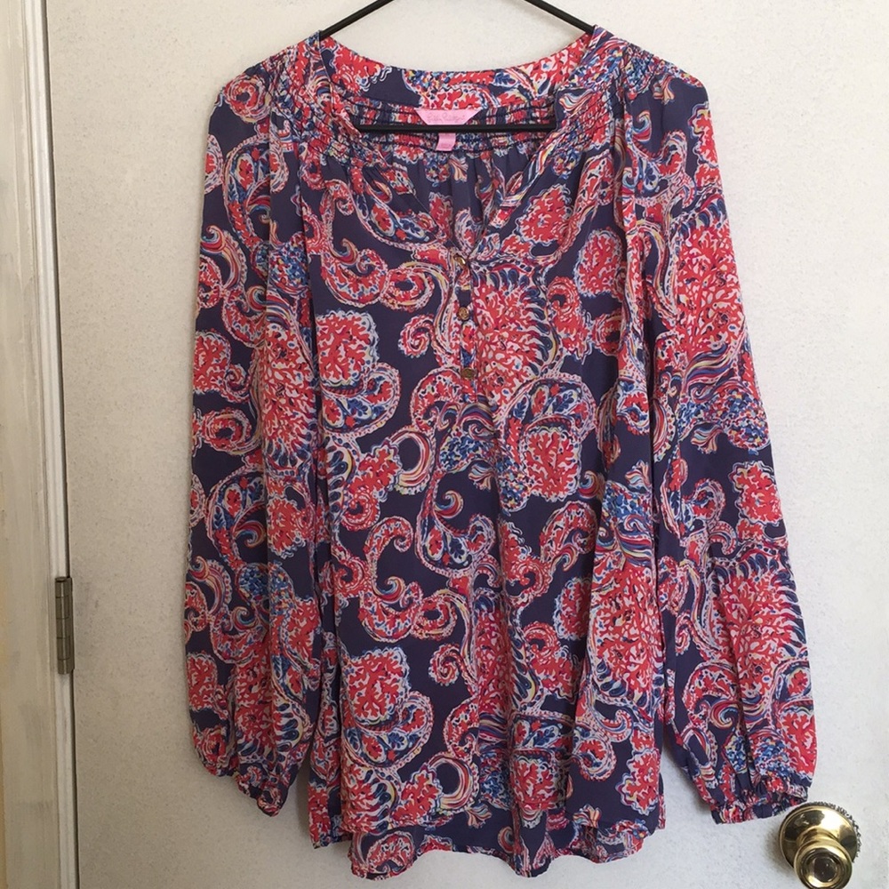 Lilly Pulitzer Size XL Elsa Women’s Blouse Silk